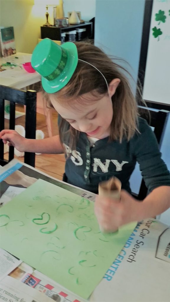 St. Patrick's Day stamping shamrocks