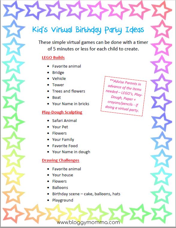 virtual birthday party ideas