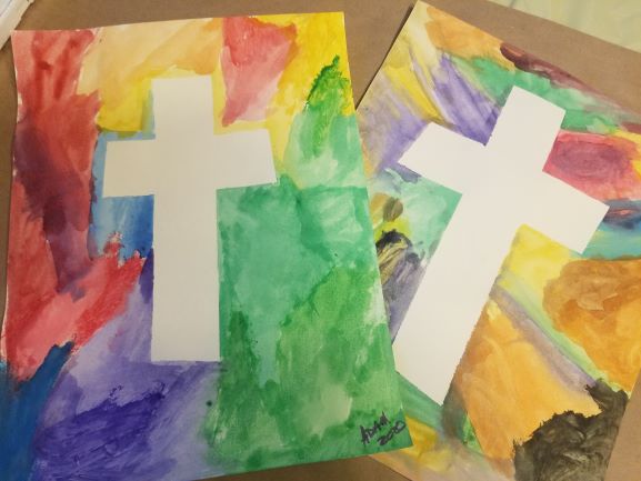 Watercolor resist easter cross