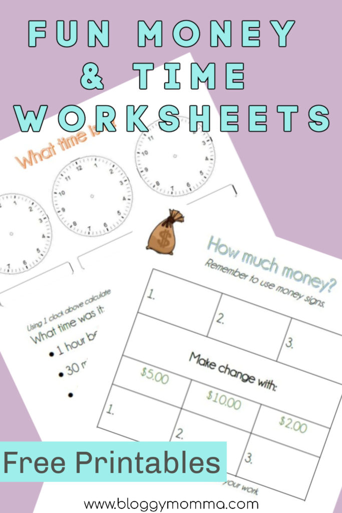 Free Money & Time Worksheets